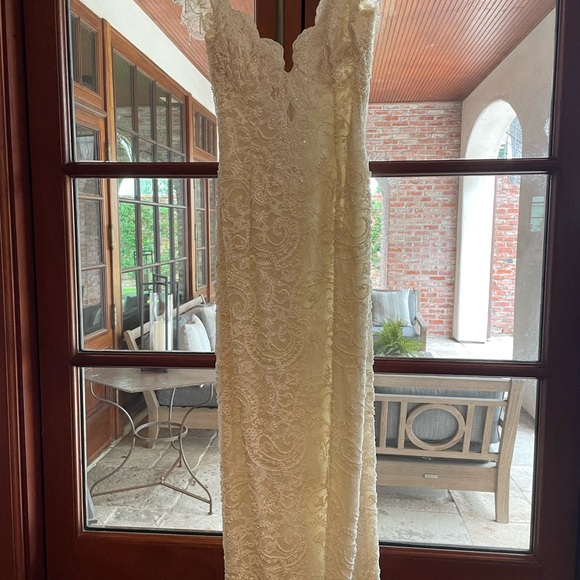 Beautiful beaded long cream dress bought in Paris - Picture 14 of 15